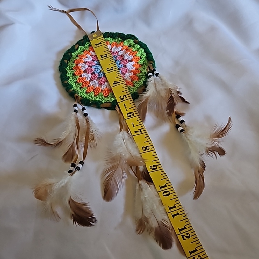 Multicolored Crochet Boho Dreamcatcher Handmade Wall Decor Cottagecore Style - Picture 14 of 17